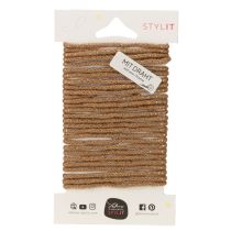 Artikel Bruin wollen koord met gouden draad, 5 m x 5 mm met draad, voor decoratie en knutselen.