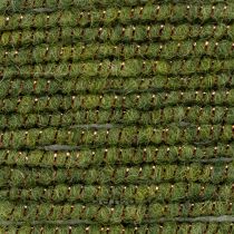 Artikel Groen wollen koord met gouden draad, 5m x 5mm met draad, voor decoratie en knutselen