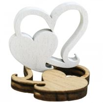 Dubbel hart hout, strooidecoratie trouwharten B3cm 72 stuks
