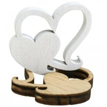 Artikel Dubbel hart hout, verspreide decoratie trouwharten B3cm 72 st