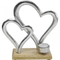 Artikel Theelichthouder hart metaal decoratie tafeldecoratie hout 22cm