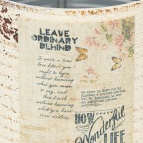 Artikel Blikken plantenbak, crèmekleurig metaal, shabby chic, Ø11cm H10.5cm