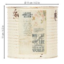Artikel Blikken plantenbak, crèmekleurig metaal, shabby chic, Ø11cm H10.5cm