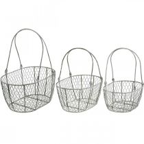 Artikel Draadmand, Paasmand, decoratieve mand metaal L32/28.5/25cm set van 3
