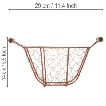 Artikel Vintage ronde draadmand met houten handvatten, metalen mand, roestkleurige afwerking, Ø22cm