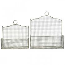 Artikel Draadmand, wandmand, plantenmand Shabby Chic L38/32cm set van 2