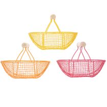 Artikel Draadmandje met houten handvat. Praktisch ontwerp. Ideaal voor lentedecoratie, thuis en op kantoor. 17 cm, 6 stuks.