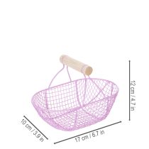 Artikel Draadmand met houten handvat, ideaal voor een moderne en stijlvolle inrichting, 17 cm, 6 stuks