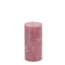 Effen gekleurde kaarsen antiek roze 50x100mm 4st
