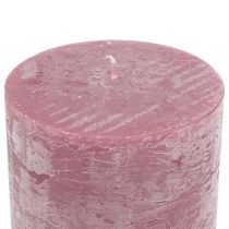 Artikel Effen gekleurde kaarsen antiek roze 50x100mm 4st