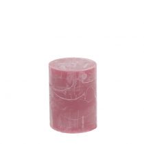 Effen gekleurde kaarsen antiek roze 60x80mm 4st
