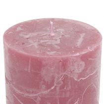 Artikel Effen gekleurde kaarsen antiek roze 60x80mm 4st