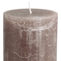 Artikel Effen bruine pilaarkaarsen, 85x120mm, set van 2, lang brandend, decoratief