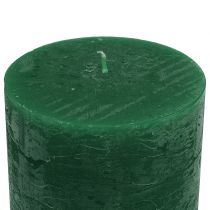 Artikel Effen kaarsen donkergroen 60x100mm 4 st