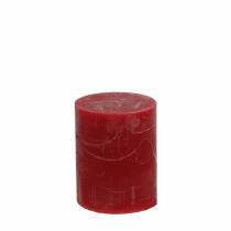 Artikel Effen gekleurde kaarsen donkerrood 70x80mm 4 st