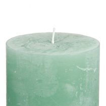 Artikel Effen pilaarkaarsen, groene jade, 70×80mm, set van 4, voor decoratie en ontspanning