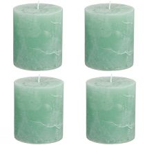 Artikel Effen pilaarkaarsen, groene jade, 70×80mm, set van 4, voor decoratie en ontspanning