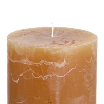 Artikel Effen karamelkleurige pilaarkaarsen 60×80mm, set van 4, elegante kaarsen voor decoratie en gezelligheid