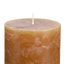Artikel Effen karamelkleurige pilaarkaarsen 70×80mm, set van 4 - Rustieke decoratie, ideaal voor Advent, handgemaakt