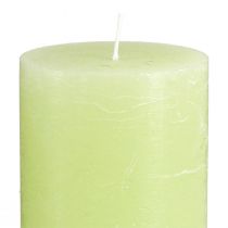 Artikel Set van 4 limoengroene pilaarkaarsen - Elegante tafeldecoratie & sfeerkaarsen voor in huis, 70x120mm - Ideaal voor feesten en dagelijks gebruik