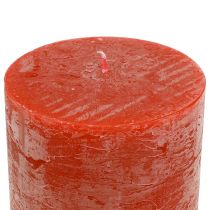 Artikel Effen gekleurde kaarsen oranje 50x100mm 4st