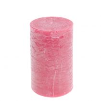 Effen gekleurde kaarsen roze 85x150mm 2st