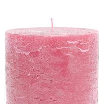 Effen gekleurde kaarsen roze 85x150mm 2st