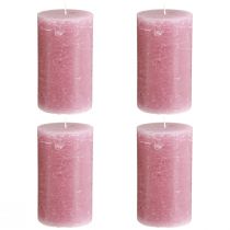 Artikel Stoffige rozen pilaarkaarsen 70×120mm, door en door geverfd, set van 4, decoratieve kaarsen voor bruiloften en thuis