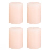 Artikel Massief roze pilaarkaarsen, lichtroze, 60x80mm, set van 4, decoratie