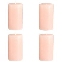 Artikel Roze pilaarkaarsen 70x120mm - Set van 4 Lichtroze decoratieve kaarsen voor romantiek en gezelligheid, bruiloftsdecoratie