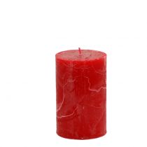 Artikel Effen gekleurde kaarsen rood 60x100mm 4st