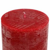 Effen gekleurde kaarsen rood 70x100mm 4st