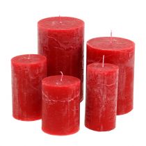 Artikel Effen gekleurde kaarsen rood verschillende maten