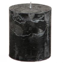 Artikel Effen gekleurde kaarsen zwarte stompkaarsen 70×80mm 4 st