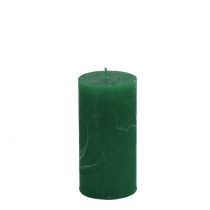 Artikel Effen kaarsen donkergroen 50x100mm 4 st