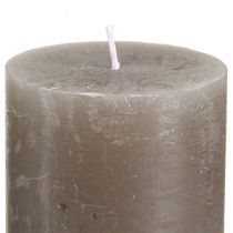 Artikel Effen pilaarkaarsen, bruine kaarsen, 60x100mm, set van 4, herfstdecoratie