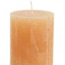 Artikel Effen kaarsen Oranje Peach stompkaarsen 60×80mm 4 st