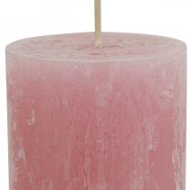Artikel Gekleurde Kaarsen Roze Rustiek Zelfdovend 60×110mm 4st