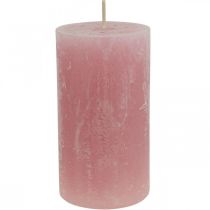 Artikel Effen kaarsen roze rustiek zelfdovend 60×110mm 4 st