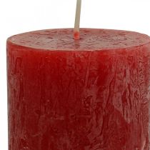 Gekleurde kaarsen Rood Rustiek zelfdovend 110×60mm 4st