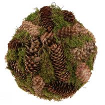 Artikel Decoratieve bal van echte kegels met mos natuurlijke decoratie Ø25cm H25cm