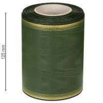 Artikel Elegante donkergroene moiré-kranslint, 125 mm met gouden parelrand, rouwlint, huwelijksdecoratie, striklint