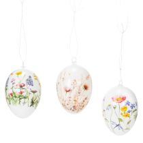 Artikel Paaseieren met lente- en bloemmotieven, hoogwaardige paasdecoratie, 6 cm, 6 stuks