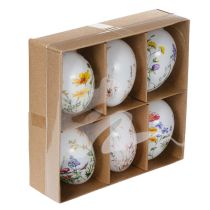 Artikel Paaseieren met lente- en bloemmotieven, hoogwaardige paasdecoratie, 6 cm, 6 stuks