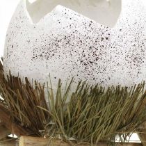 Paasdecoratie, ei in het nest, decoratief ei, vogelnest Ø9cm H10cm wit, natuurlijke kleuren 4st