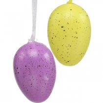 Paasei om op te hangen plastic ei assorti kleuren H6cm 12 stuks