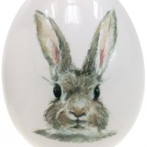 Artikel Decoratief ei staand konijn motief, paasdecoratie, konijn op ei Ø8cm H10cm set van 4