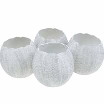 Bloempot eierschaal Paasdecoratie decoratie ei zilver H11cm 4st