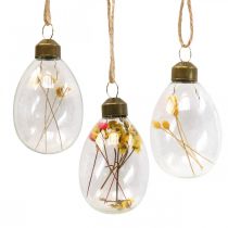 Hangeieren, droogbloemen, paaseieren, glasdecoraties voor de lente H6,5 cm, set van 6