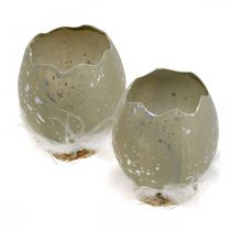 Artikel Ei om te decoreren, Pasen, deco eierhelft, lentedecoratie Ø8cm H10cm grijs, zilver 4st